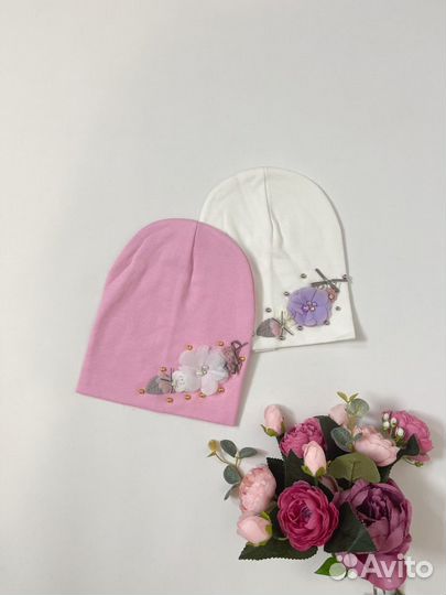 Новая трикотажная шапка для девочки 4-6 лет