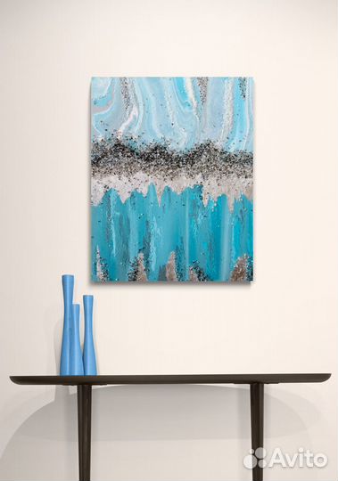 Картина акрилом на холсте «Бирюза», живопись