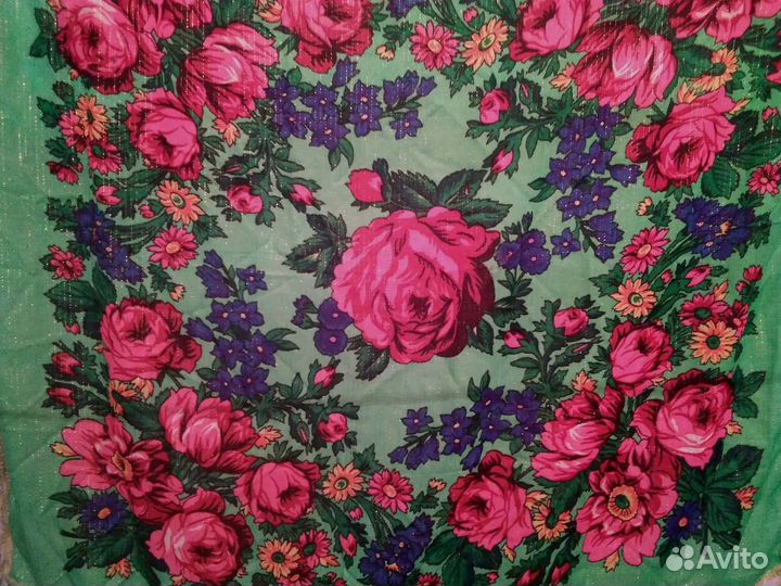 Платок СССР Павлопосадский шерсть с люрексом