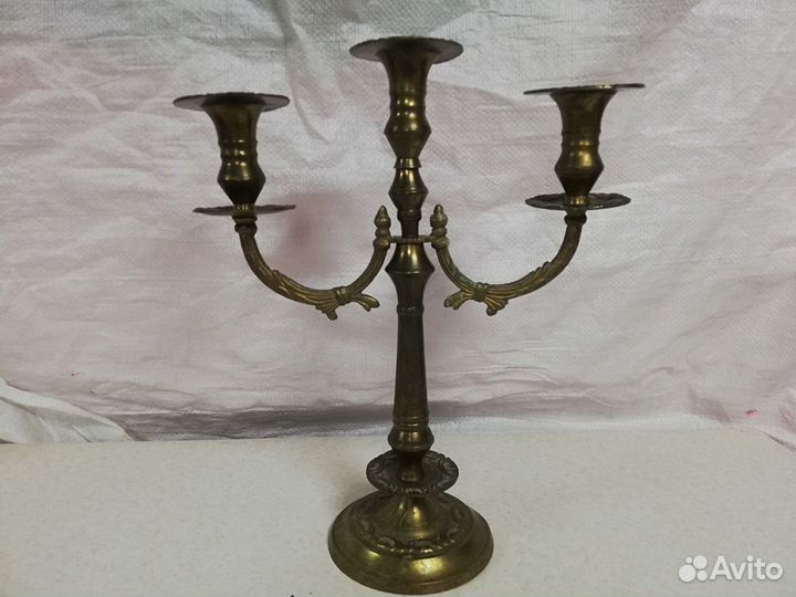 Подсвечник из бронзы и латуни на 3 свечи