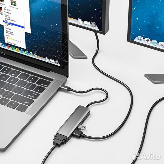 USB Хаб Type-C 8в1 на MacBook bronkа