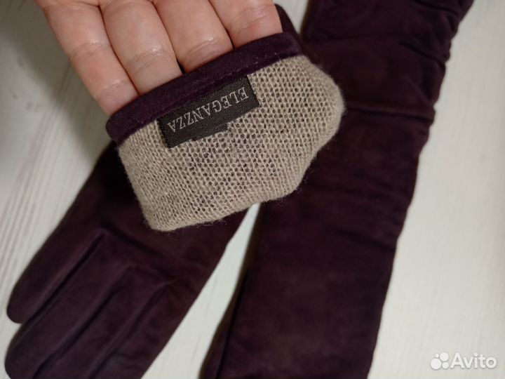 Перчатки eleganzza 6.5, натуральная замша