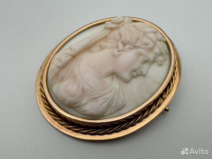 Брошь золото 583 СССР камея ленинград