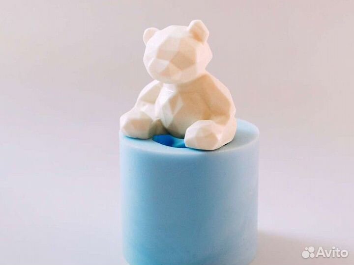 Силиконовая форма Мишка Полиганальный 6 см гипс