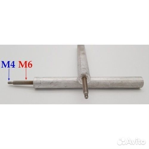Анод магниевый D16x150мм две резьбы M4x7/M6x30 MTS