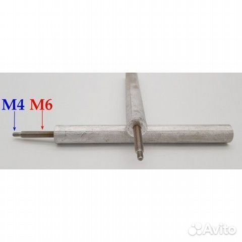 Анод магниевый D16x150мм две резьбы M4x7/M6x30 MTS