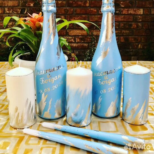 Свадебные аксессуары (бокалы, шампаское, свечи)