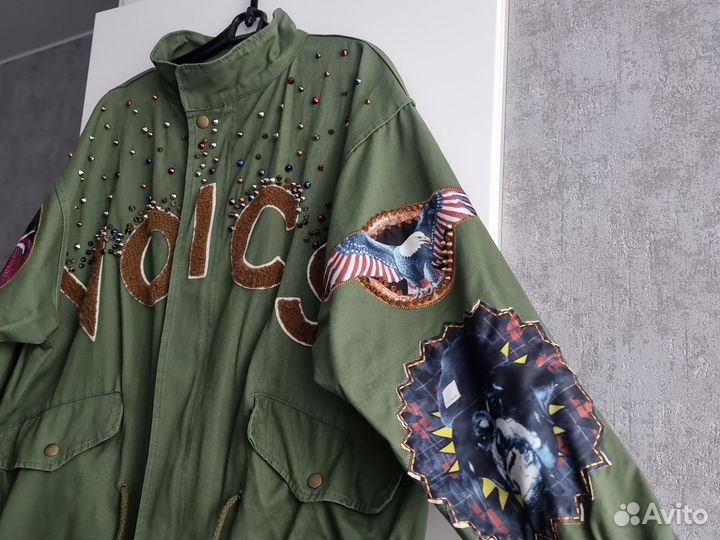 Яркая парка джинсовая куртка 50-54 размер