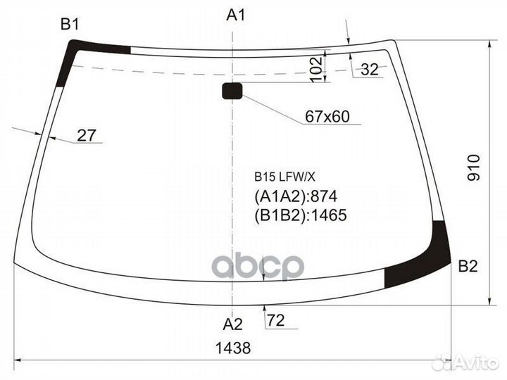 Стекло лобовое nissan sunny/sentra 4D 98-04 B15