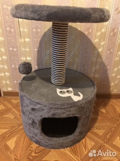 Дом-когтеточка для кошек с лежанкой