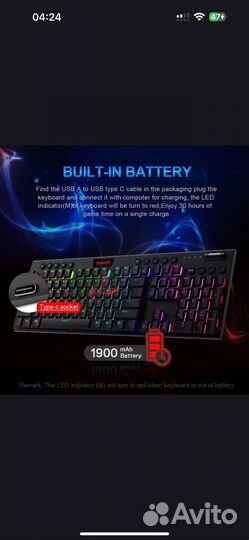 Клавиатура redragon horus k618 rgb механика