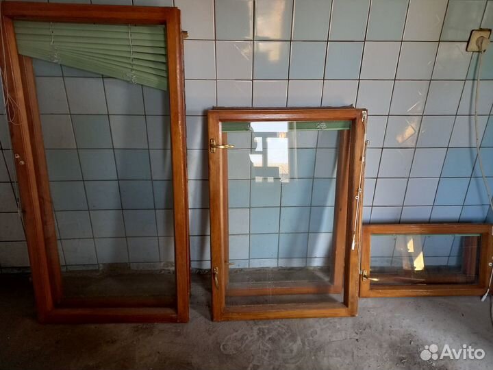 Деревянные окна б/у со стеклопакетом