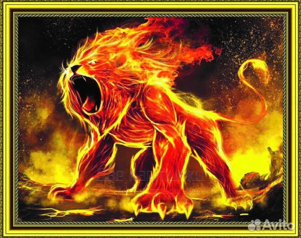 Алмазная мозаика 40x50 Огненный лев