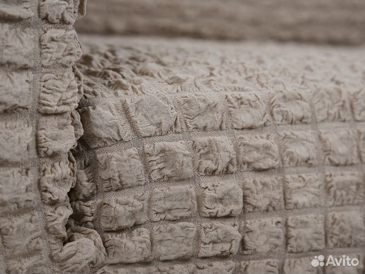 Чехол на диван угловой с оттоманкой справа, Какао