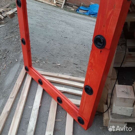 Зеркало гримерное из паллет