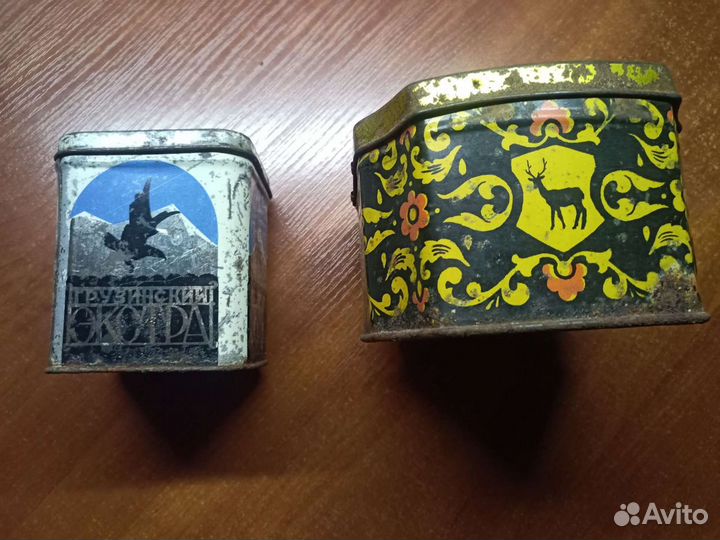 Жестяные банки чай грузинский конфеты