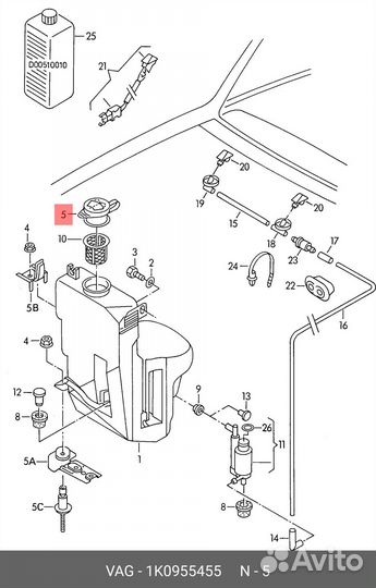 Крышка бачка стеклоомывателя VAG