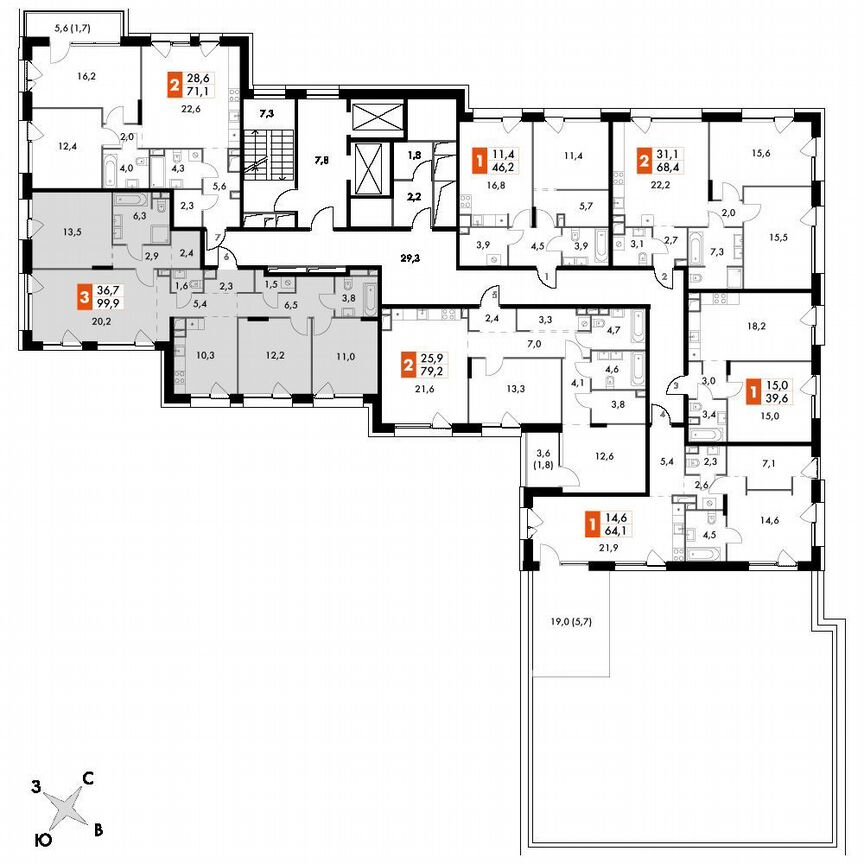 4-к. квартира, 99,9 м², 11/16 эт.