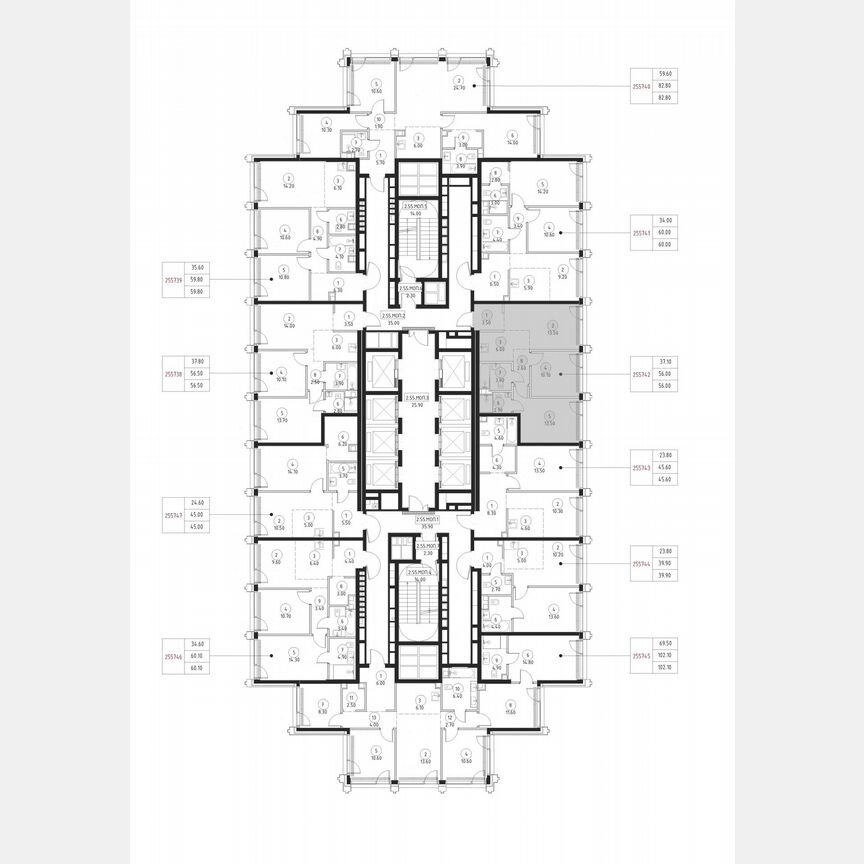 2-к. квартира, 56 м², 55/59 эт.