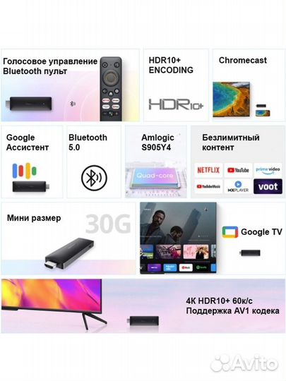 Тв-приставка Realme 4K Smart Google TV Stick
