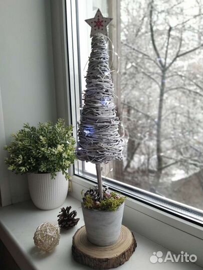 Елка плетёная из веток ручной работы (подарок)