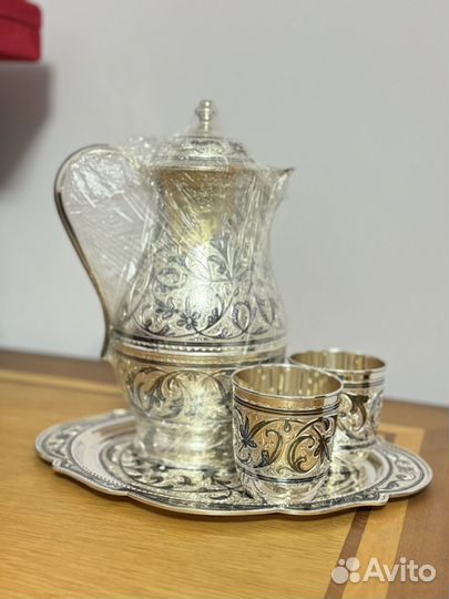 Кувшин со стаканами из серебра кубачи