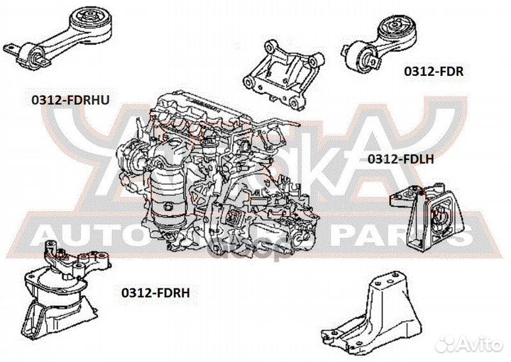 Подушка двигателя перед прав/лев 0312fdrh asva