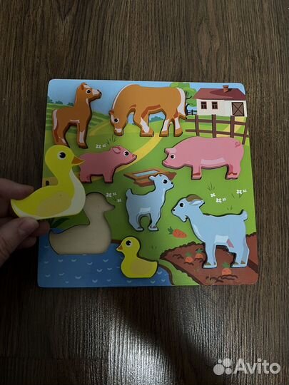Деревянные пазлы животные в деревне