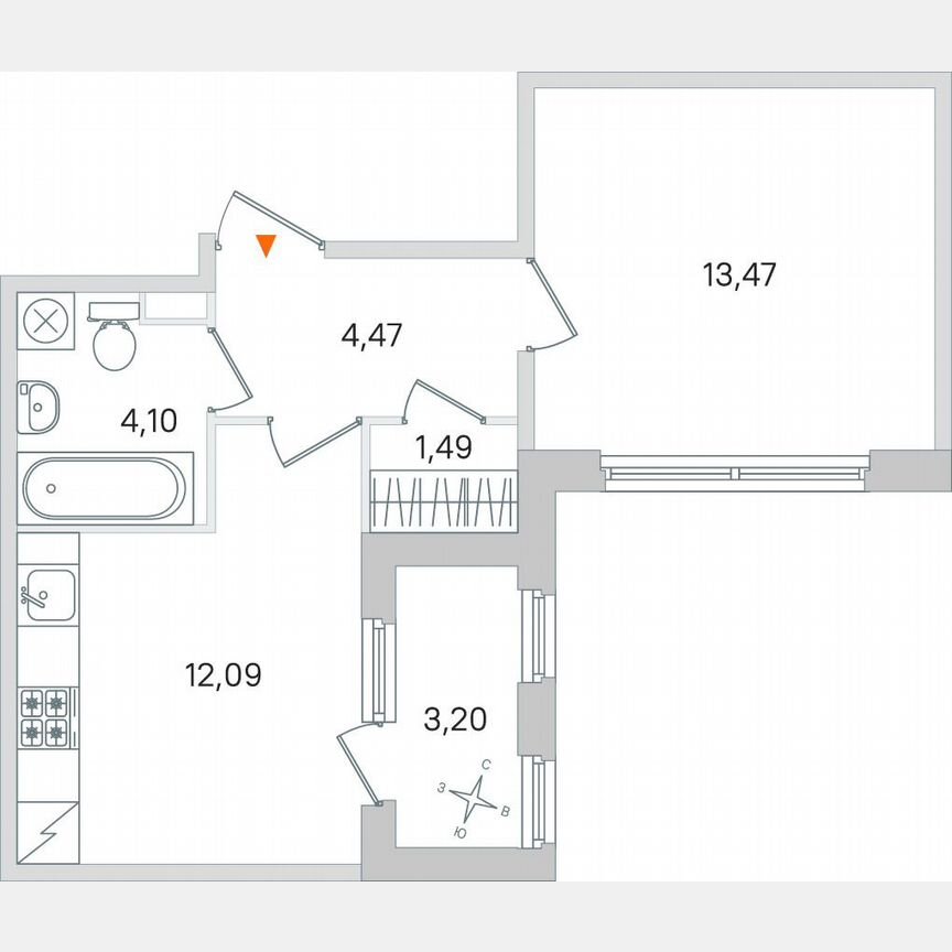1-к. квартира, 37,2 м², 1/4 эт.
