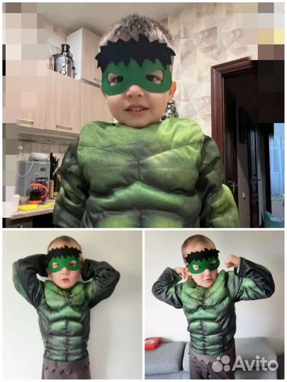 Костюм Халка с маской из фетра (есть кулаки) Новые