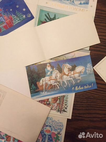 Открытки новогодние, винтаж, чистые