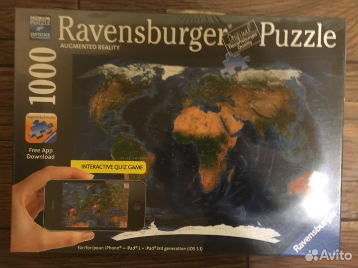 Пазл интерактивный 1000 карта мира Ravensburger