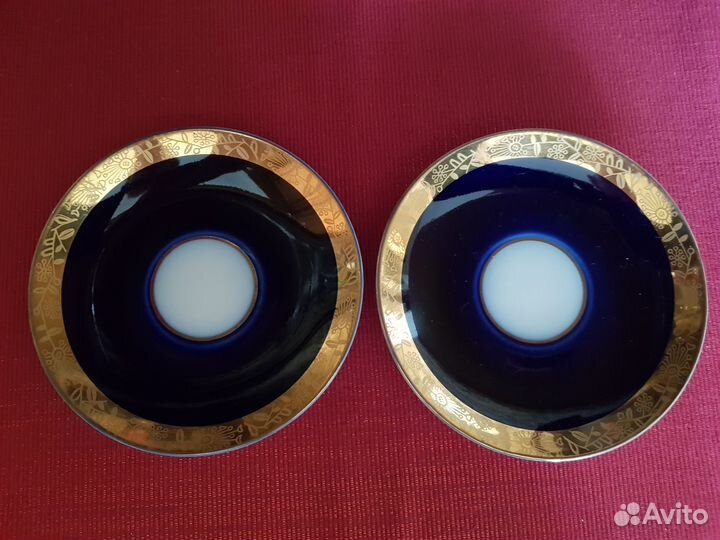 2 блюдца, кобальт, лфз