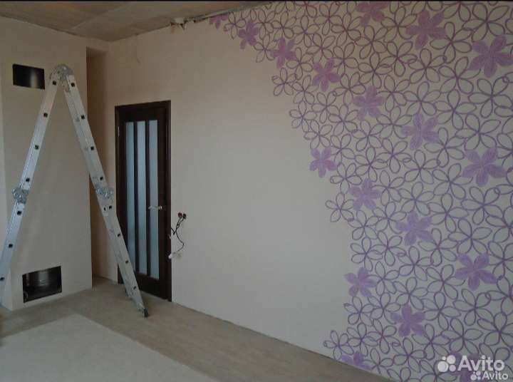 Поклейка обоев, шпатлёвка, Покраска стен