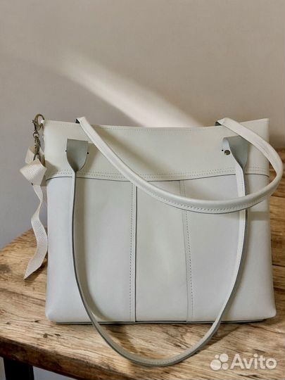 Сумка женская шопер из натуральной кожи белая