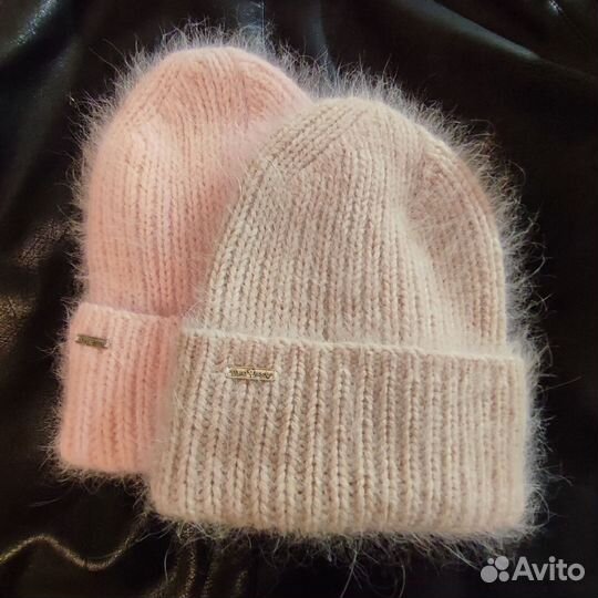 Шапка зимняя с отворотом вязанная