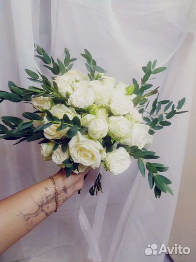 Букет невесты. Гипсофила. Розы