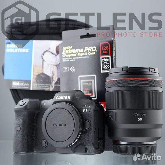 Canon R5 + RF 50 1.2 + SanDisk 128Gb + Holster