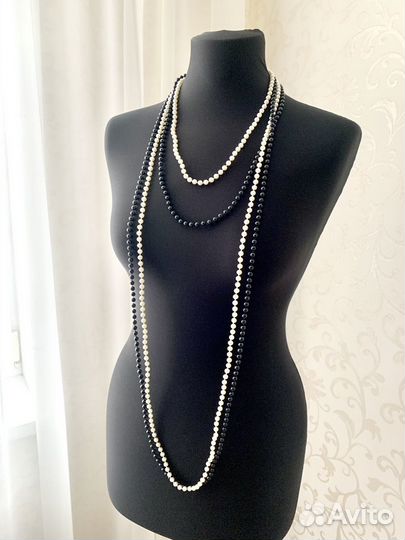 Бусы колье жемчуг женские многослойные белый