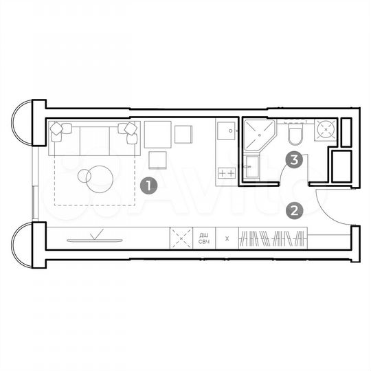 Апартаменты-студия, 27,1 м², 7/29 эт.