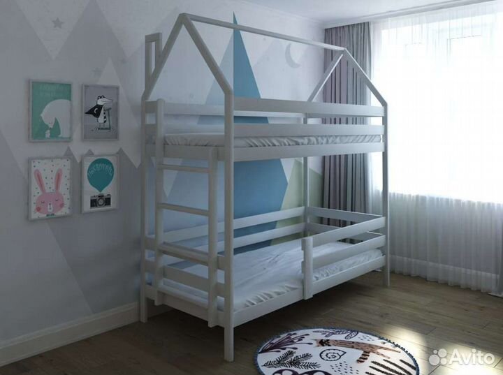 Двухъярусная кровать домик