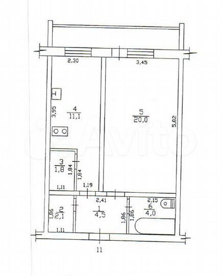 1-к. квартира, 43,5 м², 4/5 эт.