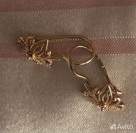 Золотые серьги брошь 585 проба