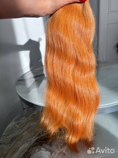 Волосы для наращивания рыжие 50см