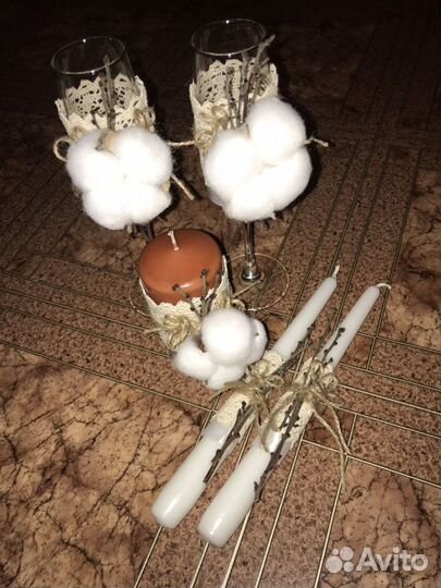 Свадебные свечи, фужеры