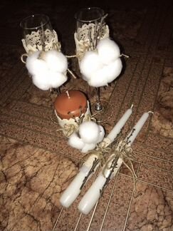 Свадебные свечи, фужеры