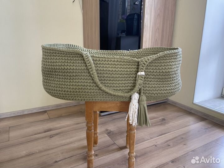 Люлька переноска вязаная с матрасом