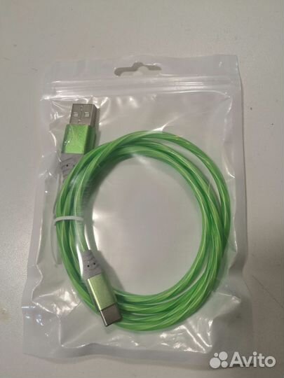 Светящийся кабель зарядки смартфона Type C