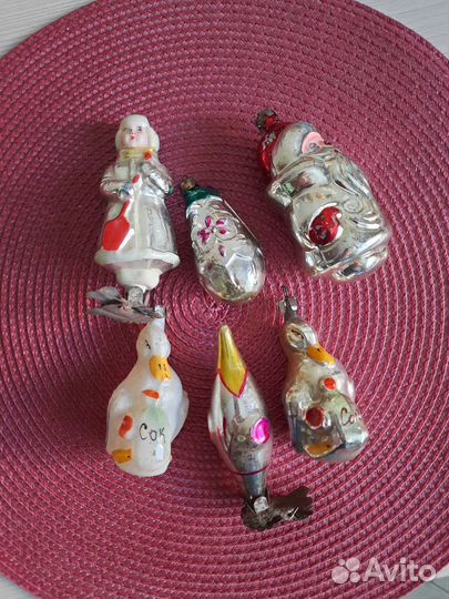 Елочная игрушка фигурка стекло СССР