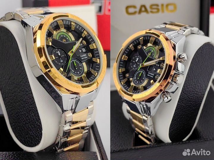 Мужские часы Casio Edifice gold тяжёлые